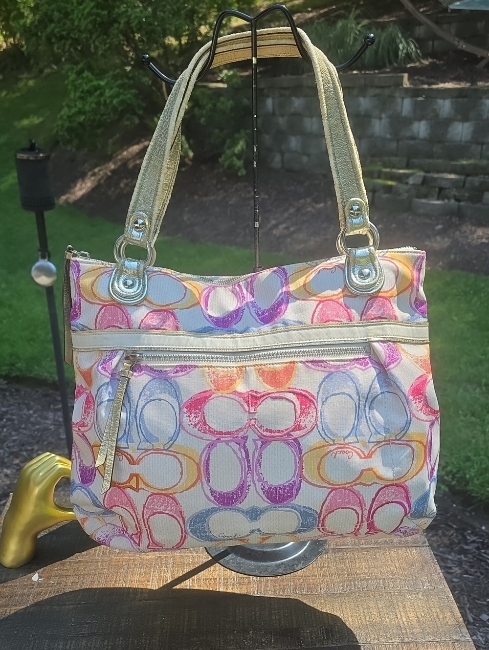 Coach Poppy Dream Optic "C" Glam Tote featuring a colorful